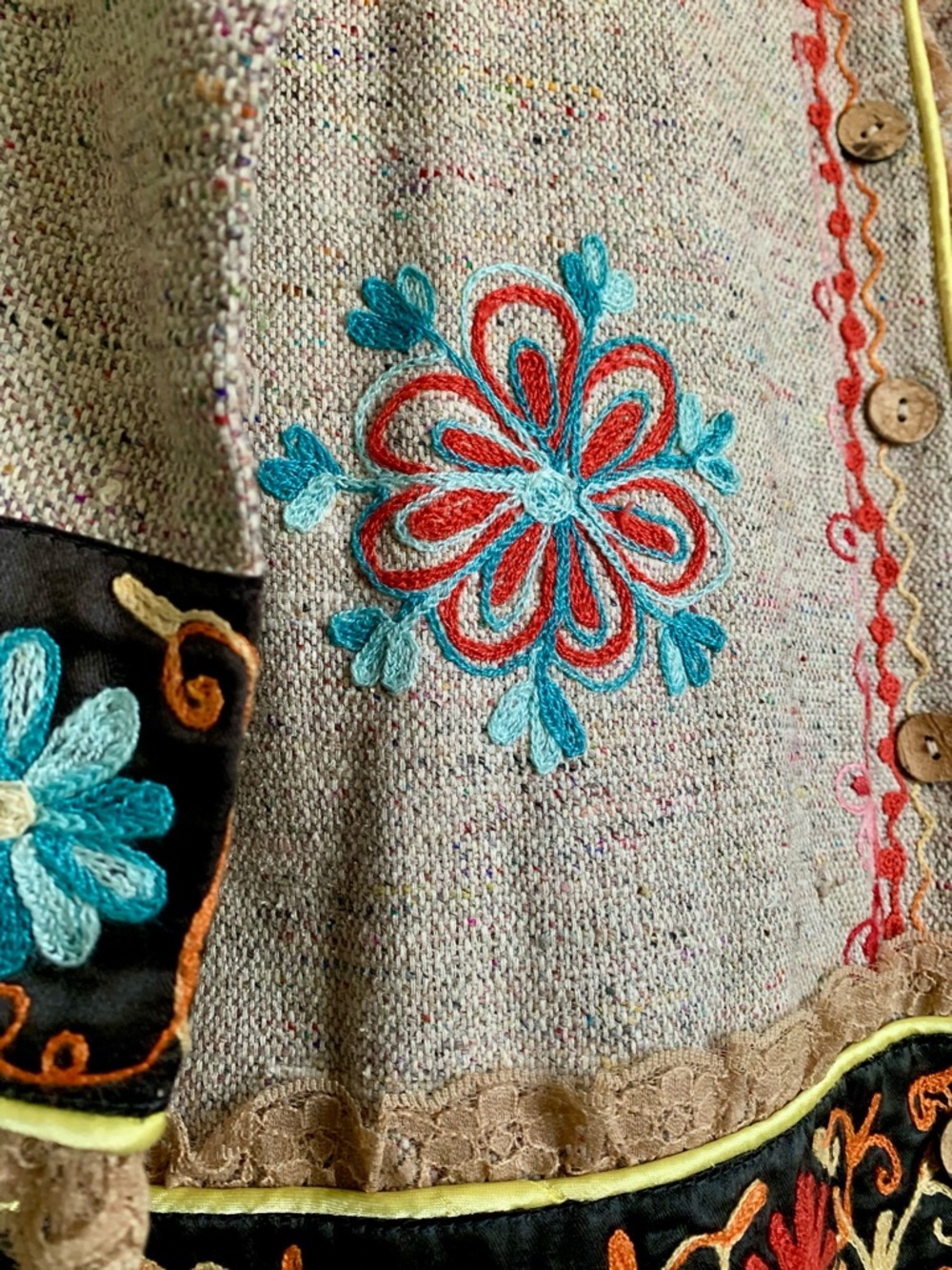 Magical AF Embroidered Jacket Lagenlook Whimsical Band Leader Style - Picture 4 of 6
